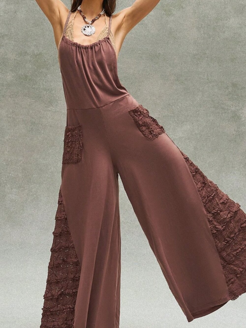 Multicolor Casual Women's Knit Jumpsuit - Picture 4 of 7